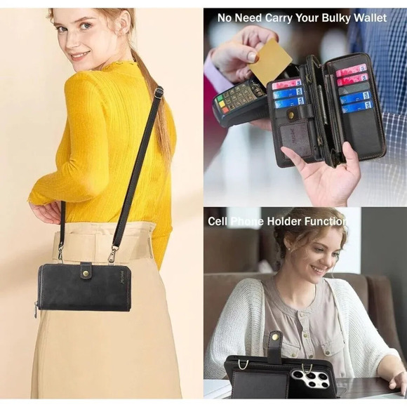 Wallet Case For Samsung Galaxy S23 Ultra Multi Function Detachable Magnetic - Picture 4 of 10